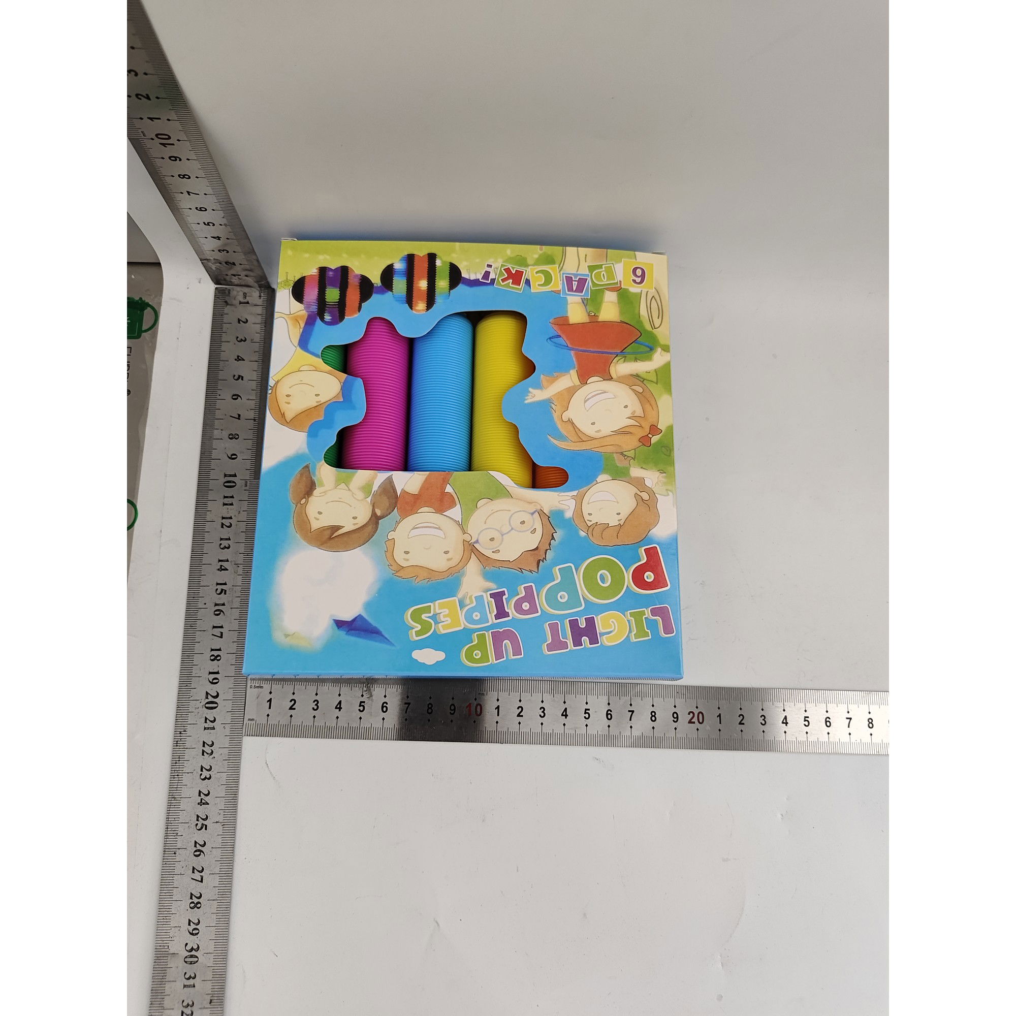 Set 6 Tuburi Antistres, Flippy, cu Lumina LED, Fidget Pop Tube, multicolor [6]