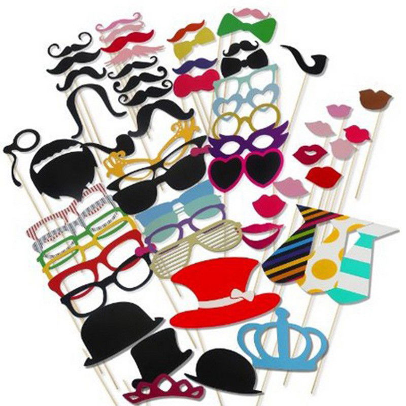 Set 60 de Accesorii pentru Petrecere, Flippy, Props pentru Coltul de Poze, Ochelari, Palarii, Mustata, Cravata, pentru Evenimente, Multicolor [4]