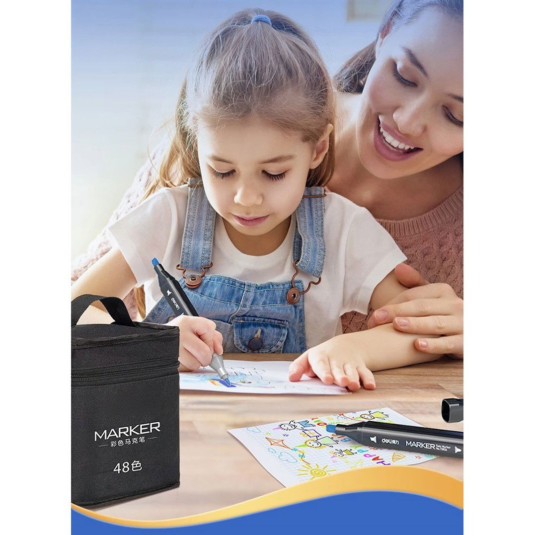 Set 60 Markere, Flippy, pe Baza de Alcool, Dublu Capat, Subtire 1mm si Gros 6 mm, Geanta Depozitare, 15 cm, Multicolor [4]