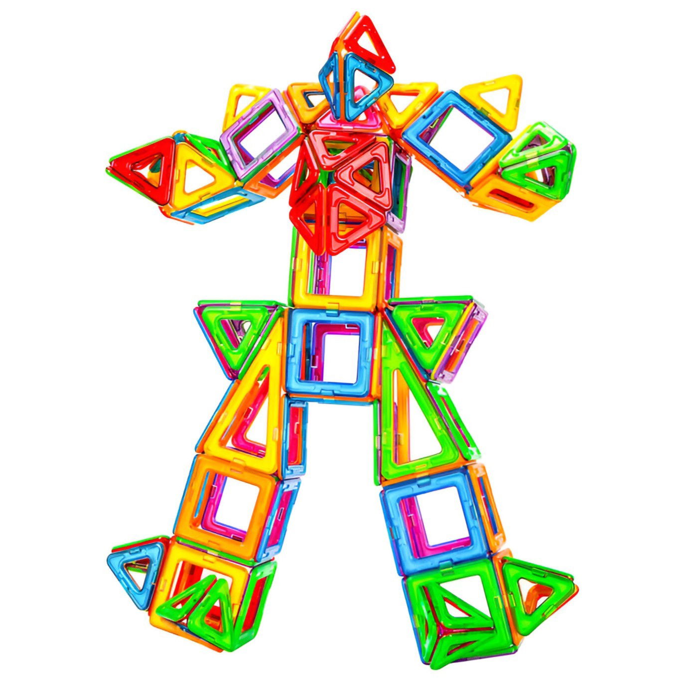 Jucarii - Set 60 Piese Magnetice de Constructie, Flippy, Piese Mari, Magnetic Blocks, Forme Geometrice, 3 Ani, ABS, Magnet, 22 x 17.2 x 8.5 cm, Multicolor