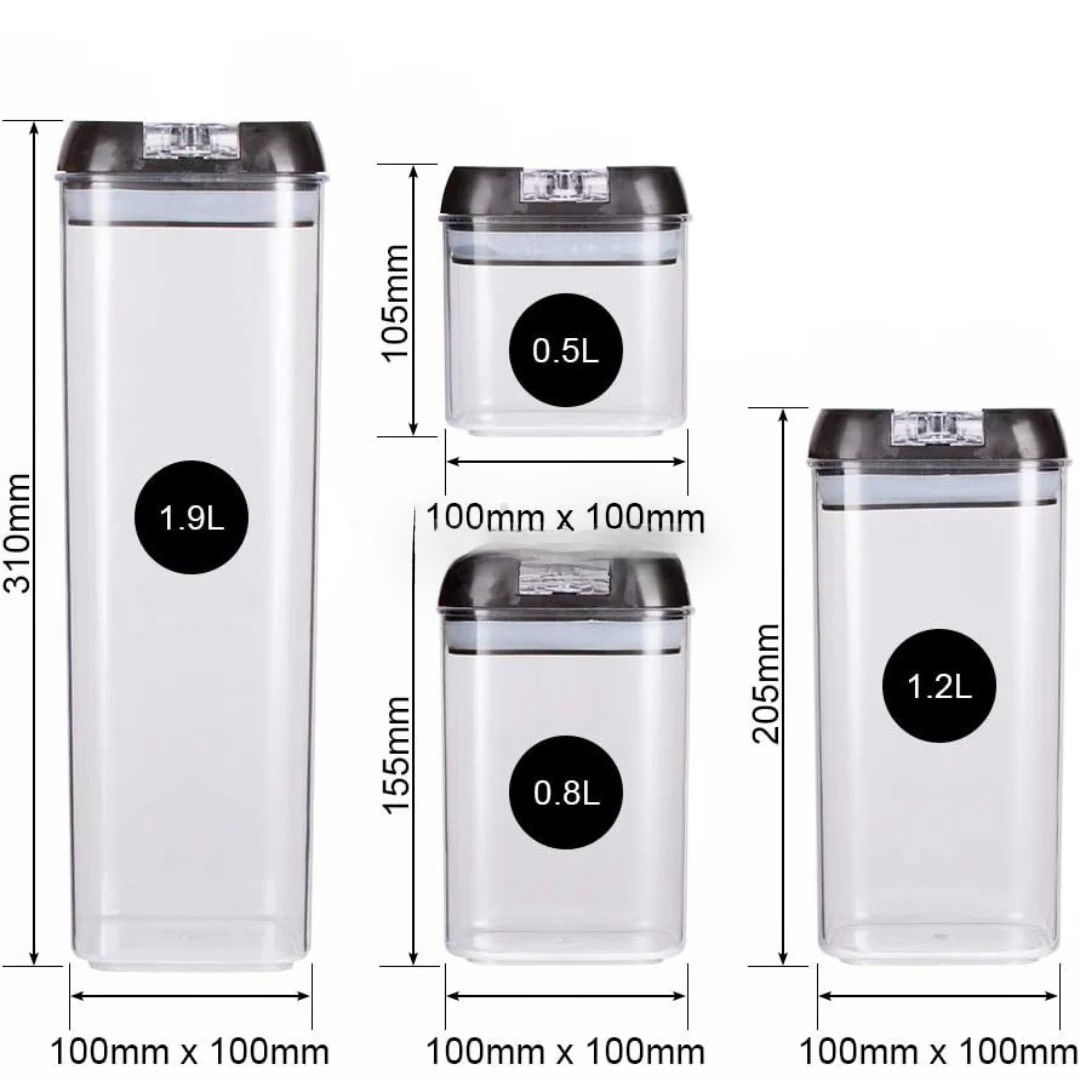 Set 7 Recipiente Organizare Alimente, Flippy, Inchidere Etansa, Etichete Reutilizabile, Cupe Masurare, 4 Dimensiuni Diferite, din Plastic Dur, Transparent [9]