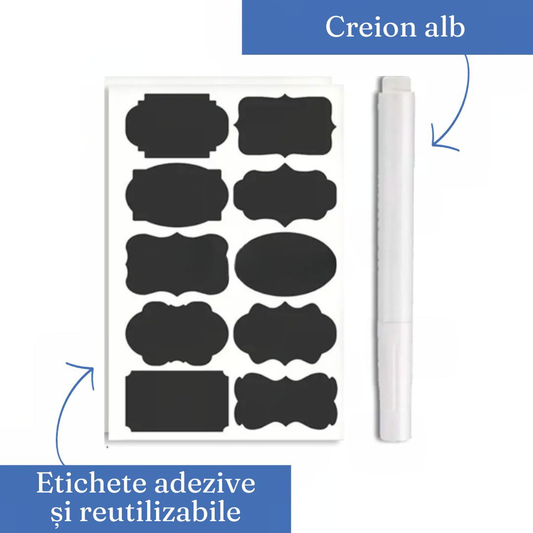 Set 7 Recipiente Organizare Alimente, Flippy, Inchidere Etansa, Etichete Reutilizabile, Cupe Masurare, 4 Dimensiuni Diferite, din Plastic Dur, Transparent [4]