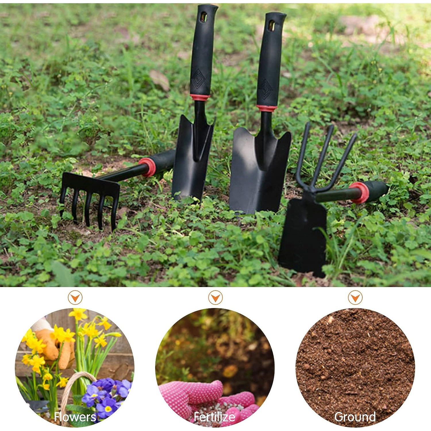 Set 7 Unelte de Gradina Flippy, pentru Plantare Prelucrare Sol si Ingrijire Plante, Material PVC si cardboard, 31.5 x 8 cm, negru [7]