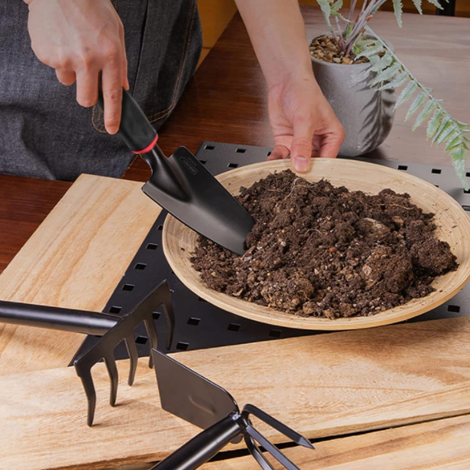 Set 7 Unelte de Gradina Flippy, pentru Plantare Prelucrare Sol si Ingrijire Plante, Material PVC si cardboard, 31.5 x 8 cm, negru [4]