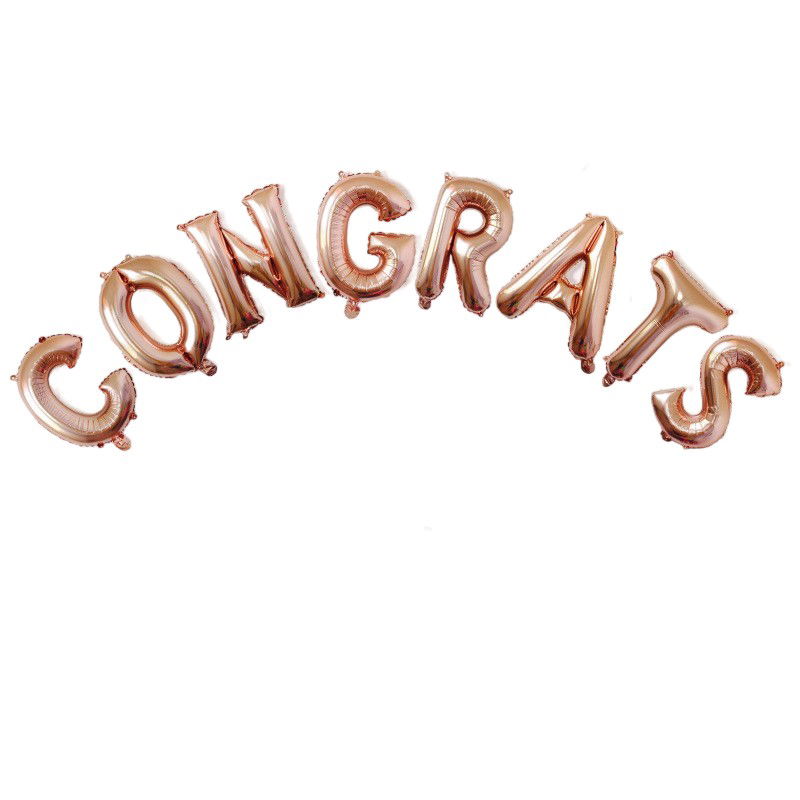 Seturi Baloane Folie - Set 8 Baloane din Folie Metalizata, Flippy, Model Scris Congrats, Litere de 40 cm, Tema Absolvire, Baloane Party, Ambalaj Individual, Pai Inclus, Umflare cu Aer sau Heliu, Roz