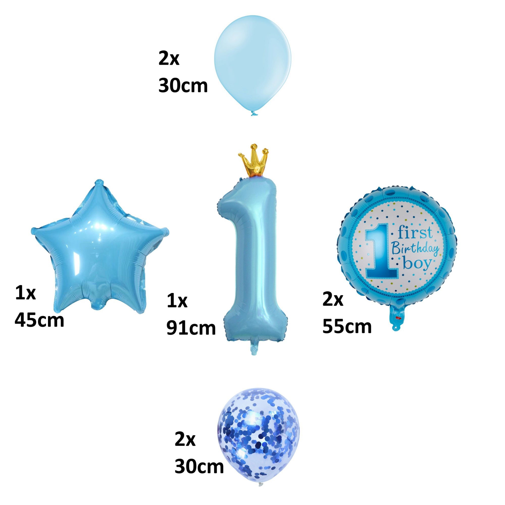 Set 8 Baloane din Folie Metalizată si din Latex, Flippy, Figurine Cifra 1 Printesa 91cm, Stea 45 cm si Cerc 55 cm, Baloane Latex 30 cm, Tema Prima Aniversare, Ambalaj Individual, Pai Inclus, Umflare c [8]