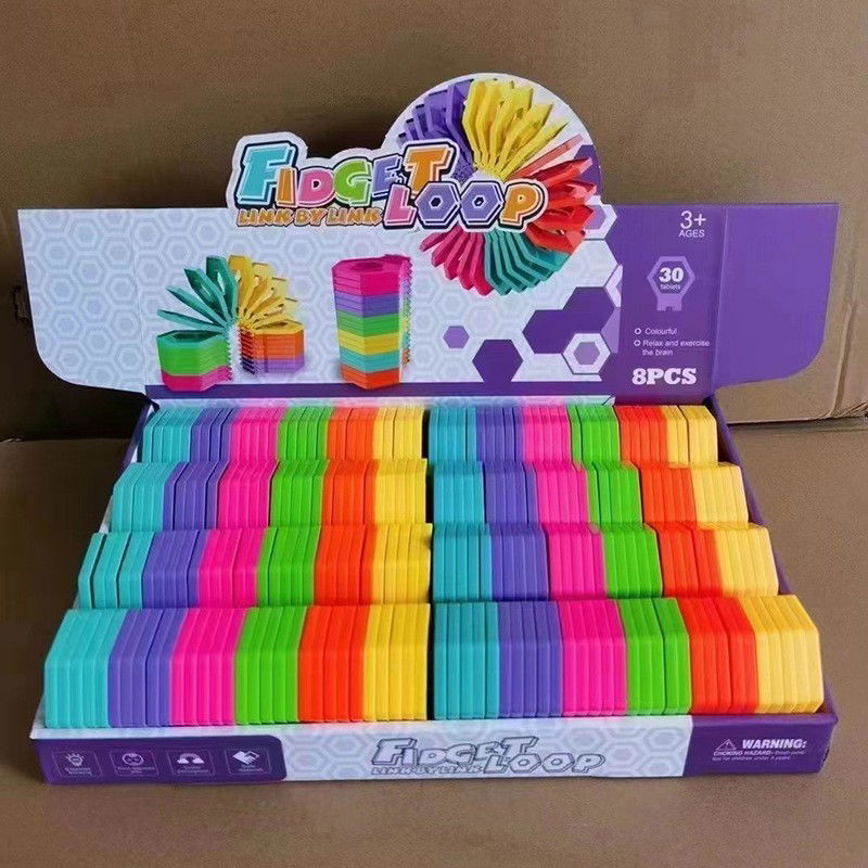 Puzzle pentru copii, Flippy, fidget loop, functie stivuire, bucle, decompresie, curcubeu, 20 cm [5]