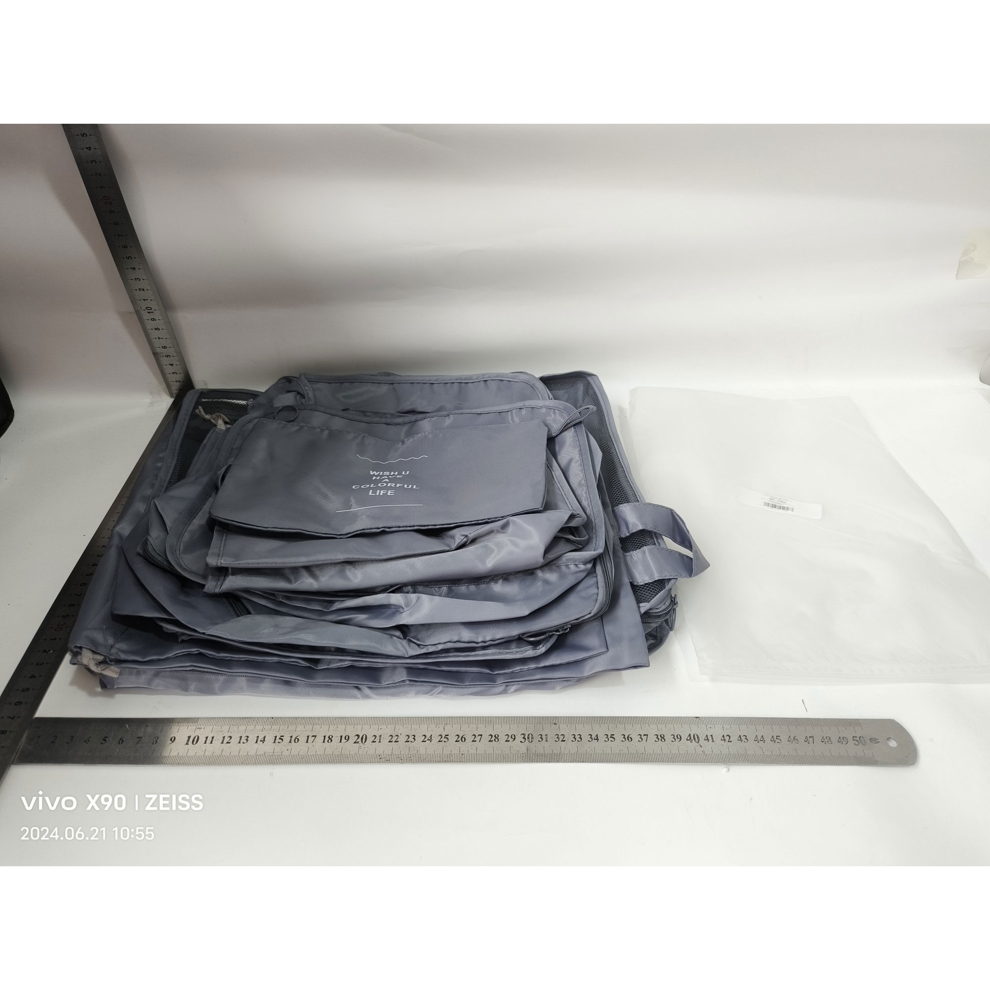 Set 8 huse organizare bagaj Flippy, material poliester, impermeabil, cu fermoar, pentru calatorii sau dulap, sac pentru pantofi inclus, pliabil, gri [6]