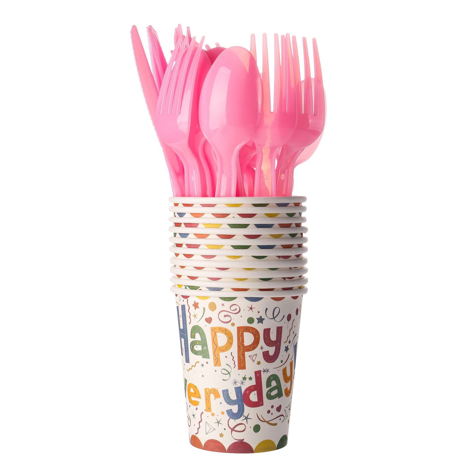 Set 9 Accesorii pentru Masa, Petrecere, Flippy, Model Happy Everyday, 78 buc, Multicolor [7]