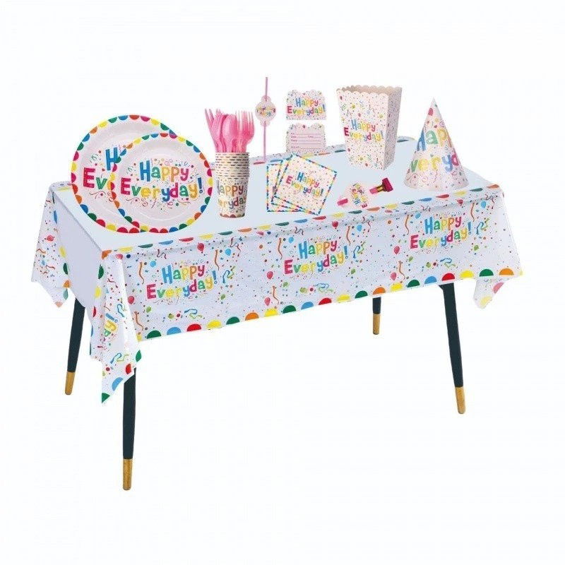 Set 9 Accesorii pentru Masa, Petrecere, Flippy, Model Happy Everyday, 78 buc, Multicolor [11]