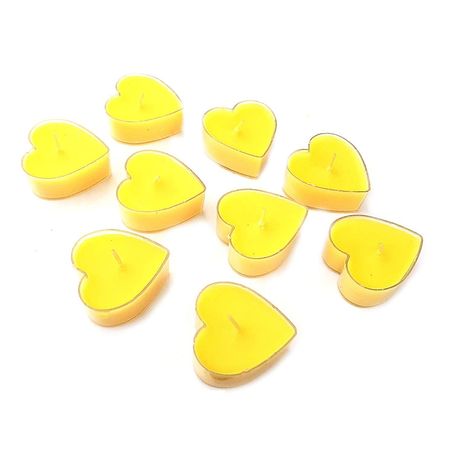 Set 9 Lumanari in Forma de Inima, Flippy, pentru Ziua Indragostitilor, Aroma de Citrice, Ardere 3.5 h, din Parafina, 4 x 2 cm, Galben [6]