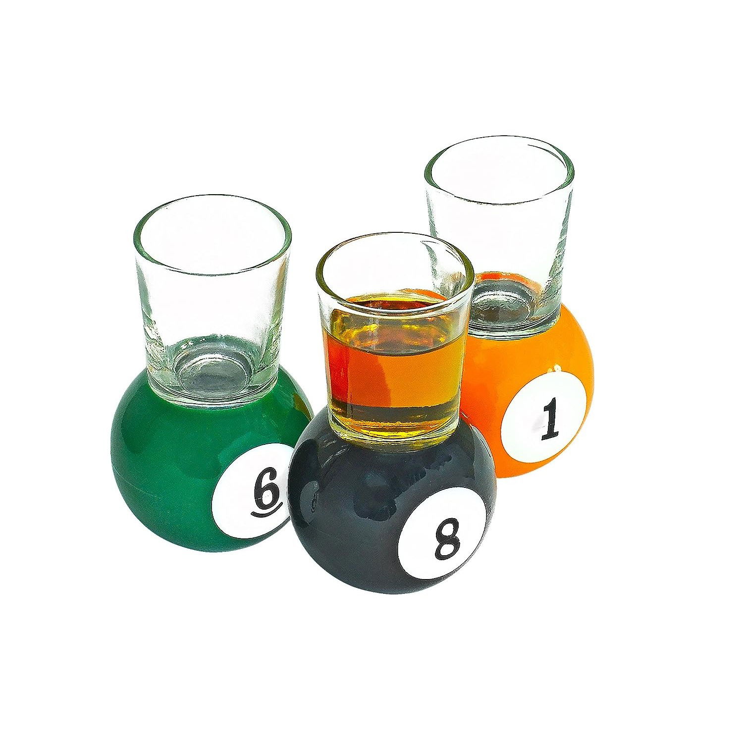 Set 9 pahare de shot Flippy, cu suport tip bila de biliard, detasabil, 30 ml, din sticla, 17 x 17 x 10 cm, multicolor [6]