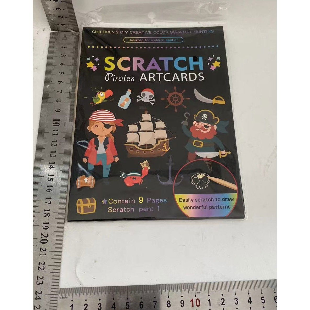 Set 9 Planse Razuibile, Flippy, Scratch ArtCards, +3 Ani, de Razuit si de Colorat, 19 x 14 cm, Model Pirati, Multicolor [8]