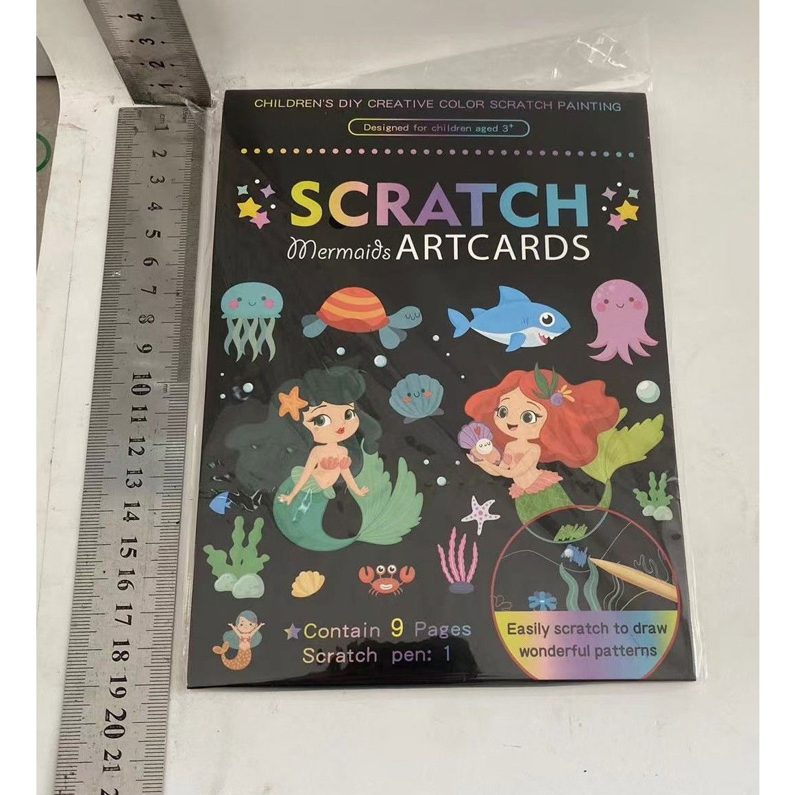 Carnetele Razuibile - Set 9 Planse Razuibile, Flippy, Scratch ArtCards, +3 Ani, de Razuit si de Colorat, 19 x 14 cm, Model Sirene, Multicolor