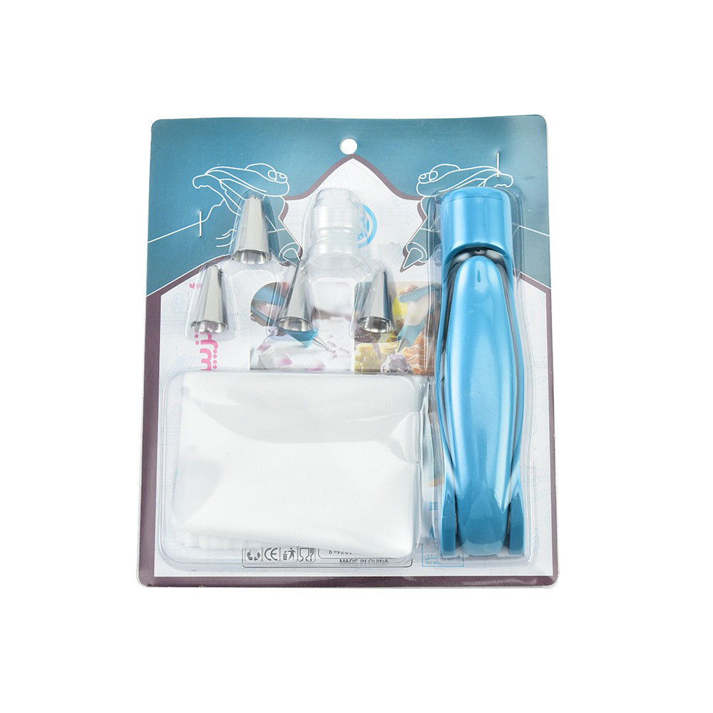 Pentru casa - Set Accesorii Decorare Prajituri si Torturi, Flippy, 5 Capete pentru Modele, 21.7x18.8 cm, Ustensila Manuala pentru Ornare, Albastru