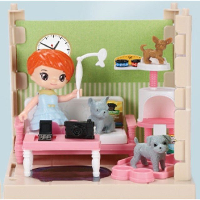 Jucarii si Jocuri - Set adapost pentru animalute Flippy, casa de papusi cu mobilier si ustensile, activitati distractive