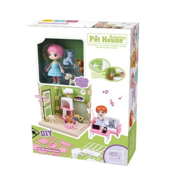 Set adapost pentru animalute Flippy, casa de papusi cu mobilier si ustensile, activitati distractive [8]