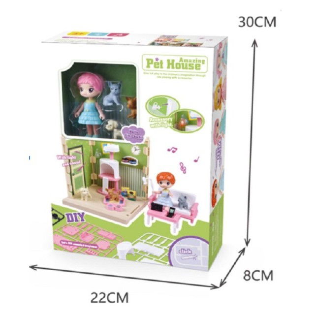 Set adapost pentru animalute Flippy, casa de papusi cu mobilier si ustensile, activitati distractive [3]