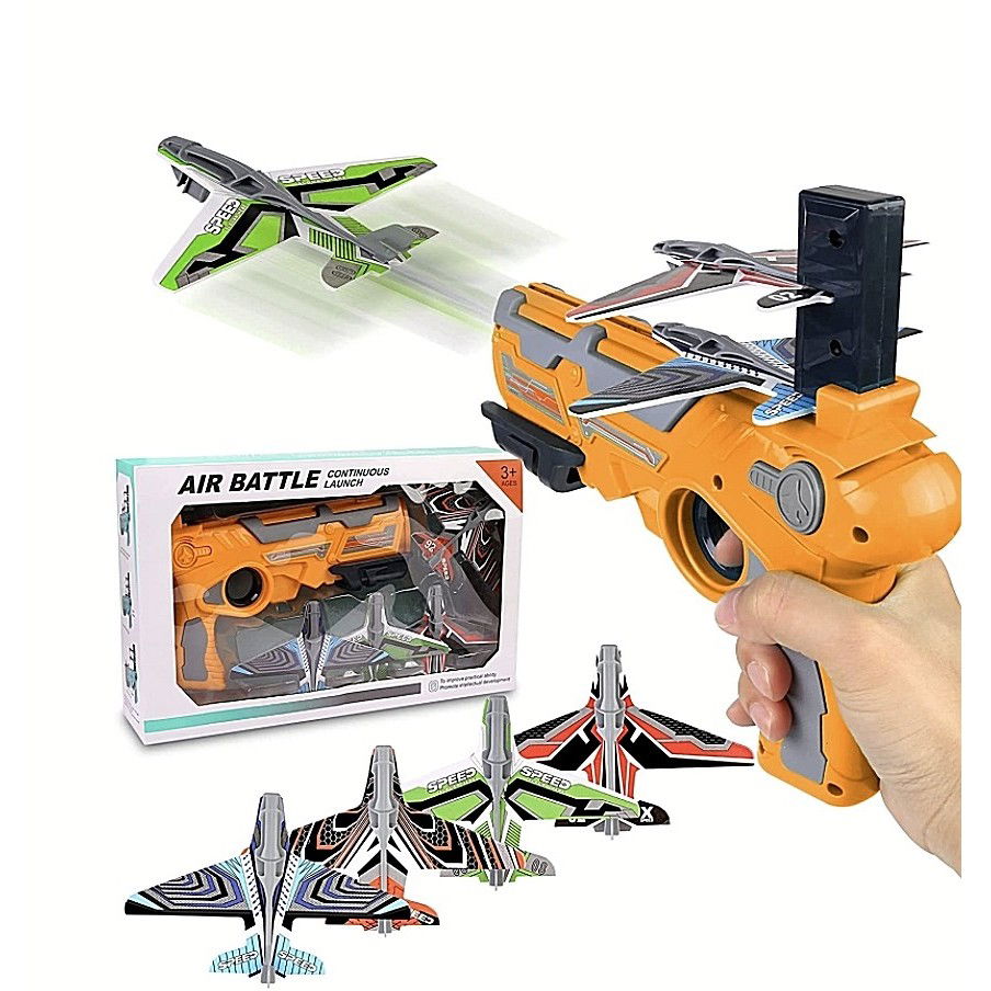 Set Arma de jucarie tip lansator de avioane, Air Battle, Portocaliu [4]