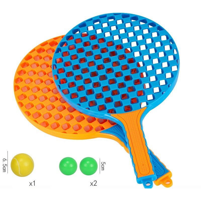 Set Badminton pentru Copii, Flippy, 2 Palete, 3 Mingi, Pentru Joaca si Antrenament, Albastru Portocaliu [8]