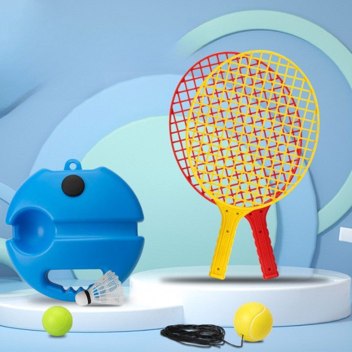 Set Badminton pentru Copii, Flippy, Doua Palete, Fluturas, 2 Mingi, Minge cu Elastic pentru Antrenament, Suport de Prindere Stabil, 40.5x23 cm, Rosu Galben [8]