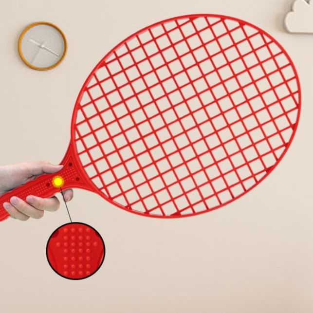 Set Badminton pentru Copii, Flippy, Doua Palete, Fluturas, 2 Mingi, Minge cu Elastic pentru Antrenament, Suport de Prindere Stabil, 40.5x23 cm, Rosu Galben [6]