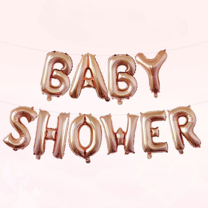 Set Baloane din Folie Metalizata, Flippy, Model Baby Shower, Litere de 40 cm, Baloane Party, Ambalaj Individual, Pai, Ata si Adeziv Incluse, Umflare cu Aer sau Heliu, Rose Gold [3]