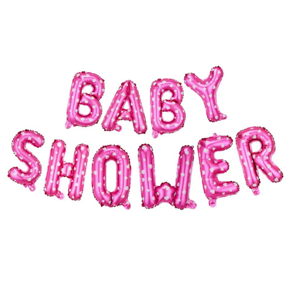 Set Baloane din Folie Metalizata, Flippy, Model Baby Shower, Litere de 40 cm, Baloane Party, Ambalaj Individual, Pai, Ata si Adeziv Incluse, Umflare cu Aer sau Heliu, Roz [4]