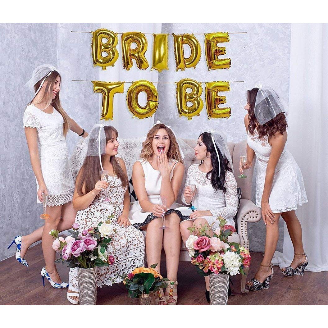 Set Baloane din Folie Metalizata, Flippy, Model Bride to Be, Litere de 40 cm, Baloane Party, Ambalaj Individual, Pai Inclus, Umflare cu Aer sau Heliu, Auriu [7]