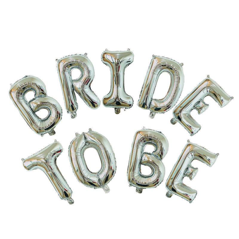 Tematica Nunta - Set Baloane din Folie Metalizata, Flippy, Model Bride to Be, Litere de 40 cm, Baloane Party, Ambalaj Individual, Pai Inclus, Umflare cu Aer sau Heliu, Argintiu