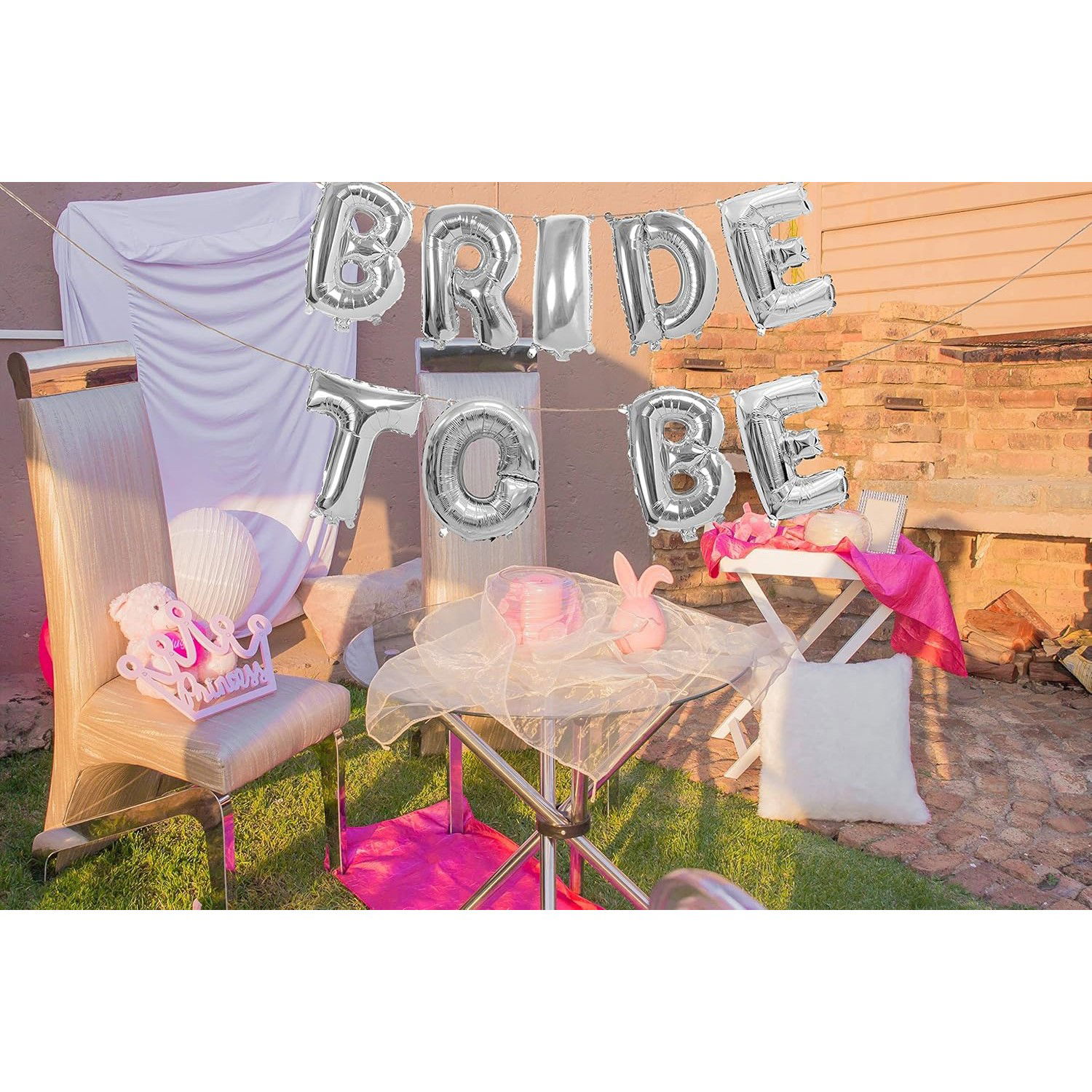 Set Baloane din Folie Metalizata, Flippy, Model Bride to Be, Litere de 40 cm, Baloane Party, Ambalaj Individual, Pai Inclus, Umflare cu Aer sau Heliu, Argintiu [5]