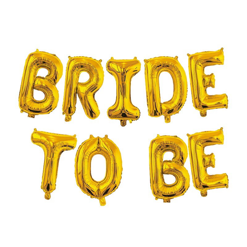 Tematica Nunta - Set Baloane din Folie Metalizata, Flippy, Model Bride to Be, Litere de 40 cm, Baloane Party, Ambalaj Individual, Pai Inclus, Umflare cu Aer sau Heliu, Auriu