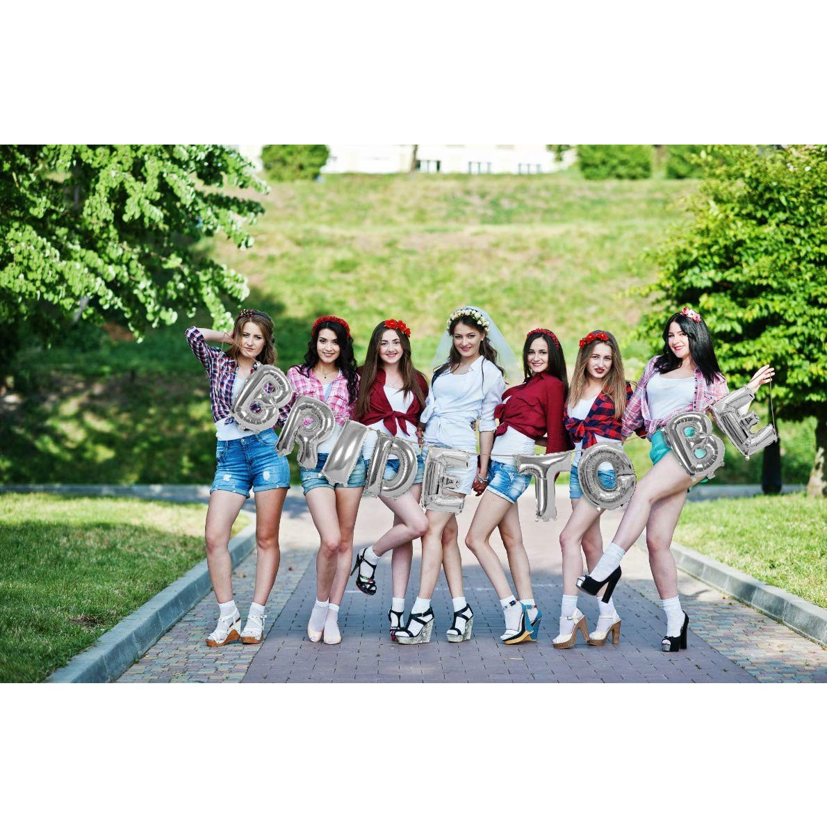 Set Baloane din Folie Metalizata, Flippy, Model Bride to Be, Litere de 40 cm, Baloane Party, Ambalaj Individual, Pai Inclus, Umflare cu Aer sau Heliu, Argintiu [6]