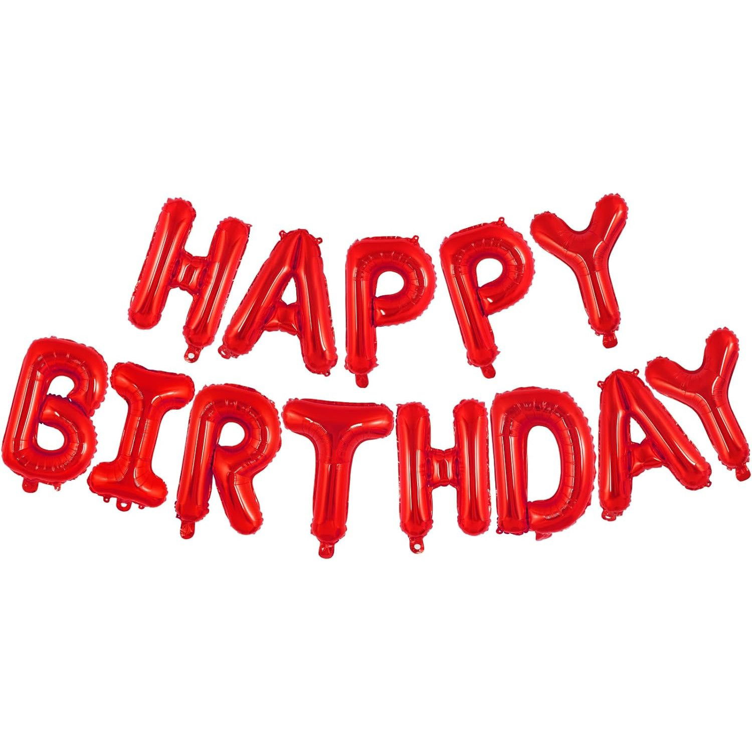 Seturi Baloane Folie - Set Baloane din Folie Metalizata, Flippy, Model Happy Birthday, Litere de 40 cm, Baloane Party, Ambalaj Individual, Pai, Ata si Adeziv Incluse, Umflare cu Aer sau Heliu, Rosu