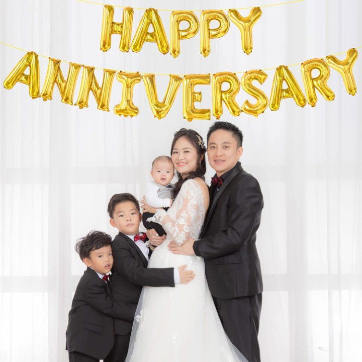 Set Baloane din Folie Metalizata, Flippy, Model Happy Anniversary, Litere de 40 cm, Baloane Party, Ambalaj Individual, Pai Inclus, Umflare cu Aer sau Heliu, Auriu [4]