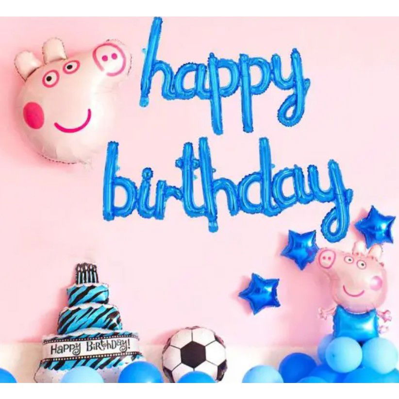 Set Baloane din Folie Metalizata, Flippy, Model Happy Birthday, 45x85 cm, 45x124cm, Baloane Party, Ambalaj Individual, Pai Inclus, Umflare cu Aer sau Heliu, Albastru [5]