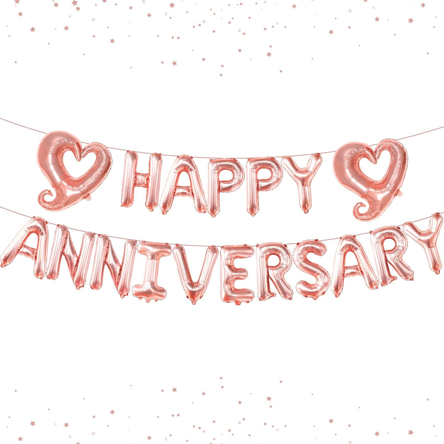 Set Baloane din Folie Metalizata, Flippy, Model Happy Anniversary, Litere de 40 cm, Baloane Party, Ambalaj Individual, Pai Inclus, Umflare cu Aer sau Heliu, Roz [14]