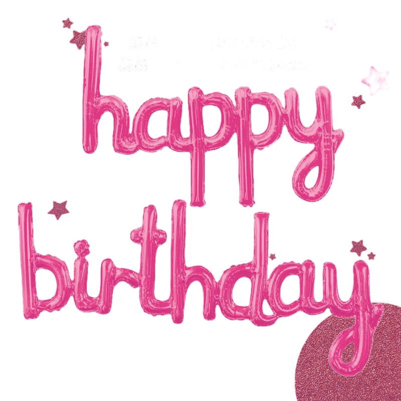 Seturi Baloane Folie - Set Baloane din Folie Metalizata, Flippy, Model Happy Birthday, 45x85 cm, 45x124cm, Baloane Party, Ambalaj Individual, Pai Inclus, Umflare cu Aer sau Heliu, Roz