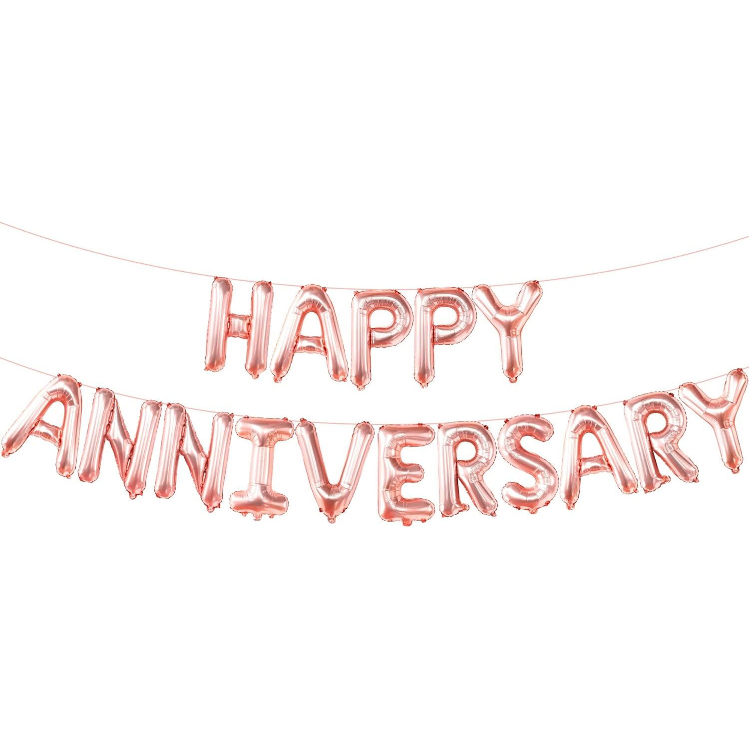 Set Baloane din Folie Metalizata, Flippy, Model Happy Anniversary, Litere de 40 cm, Baloane Party, Ambalaj Individual, Pai Inclus, Umflare cu Aer sau Heliu, Roz [7]