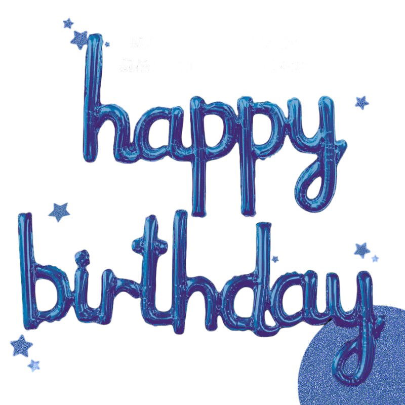 Set Baloane din Folie Metalizata, Flippy, Model Happy Birthday, 45x85 cm, 45x124cm, Baloane Party, Ambalaj Individual, Pai Inclus, Umflare cu Aer sau Heliu, Albastru [4]