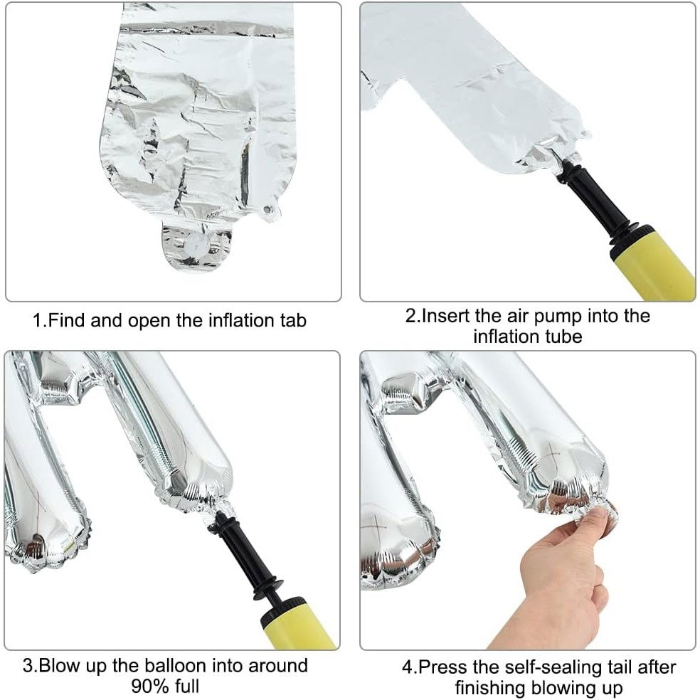 Set Baloane din Folie Metalizata, Flippy, Model Just Married, Litere de 40 cm, Baloane Party, Ambalaj Individual, Pai, Ata si Adeziv Incluse, Umflare cu Aer sau Heliu, Argintiu [6]