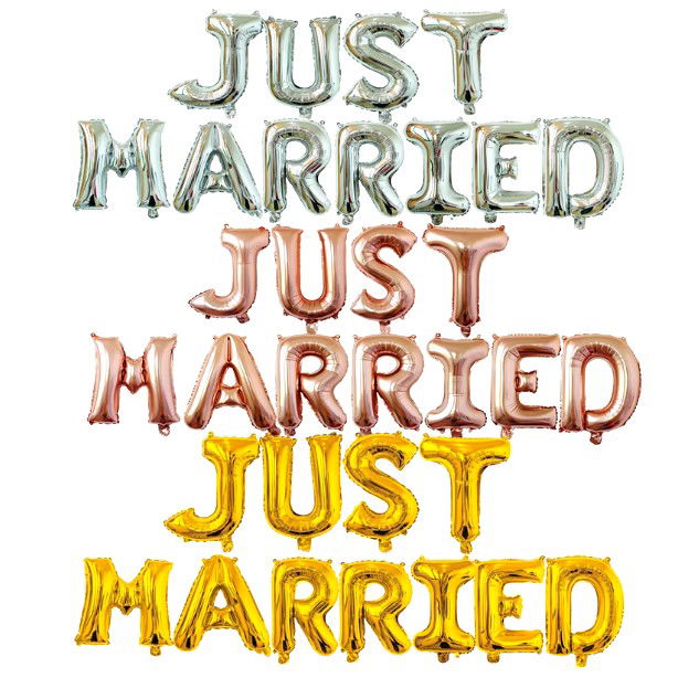 Set Baloane din Folie Metalizata, Flippy, Model Just Married, Litere de 40 cm, Baloane Party, Ambalaj Individual, Pai, Ata si Adeziv Incluse, Umflare cu Aer sau Heliu, Roz [8]