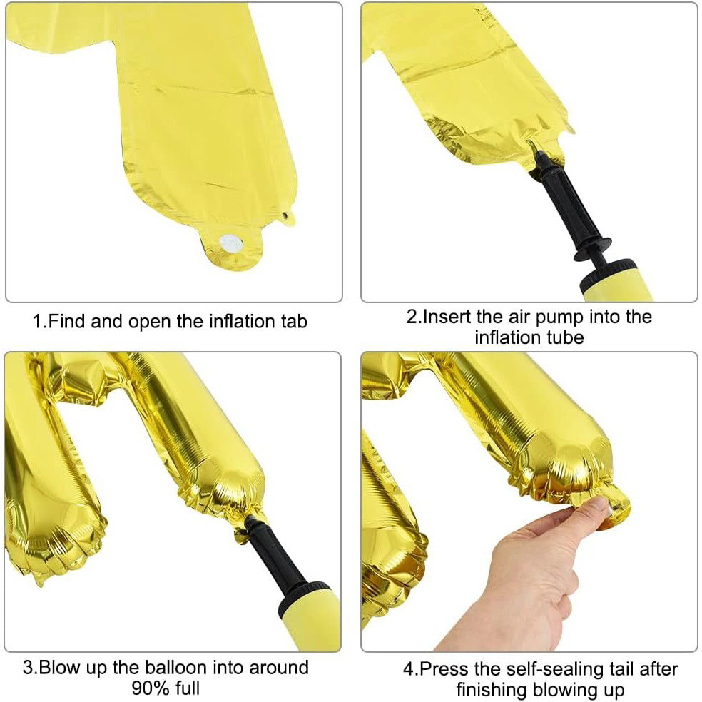 Set Baloane din Folie Metalizata, Flippy, Model Just Married, Litere de 40 cm, Baloane Party, Ambalaj Individual, Pai, Ata si Adeziv Incluse, Umflare cu Aer sau Heliu, Auriu [5]