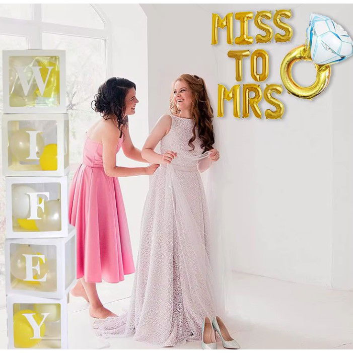 Set Baloane din Folie Metalizata, Flippy, Model Miss to Mrs cu Inel de Logodna, Litere de 40 cm, Tema Iubire, Baloane Party, Ambalaj Individual, Pai Inclus, Umflare cu Aer sau Heliu, Auriu [8]