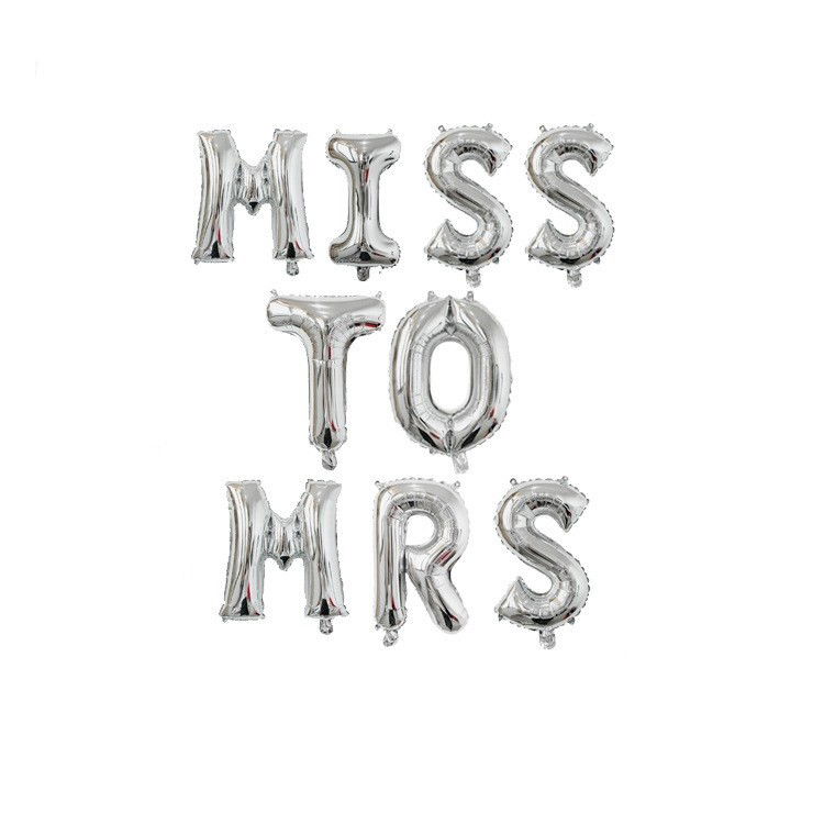 Set Baloane din Folie Metalizata, Flippy, Model Scris Miss to Mrs, Litere de 40 cm, Tema Iubire, Baloane Party, Ambalaj Individual, Pai Inclus, Umflare cu Aer sau Heliu, Argintiu [3]