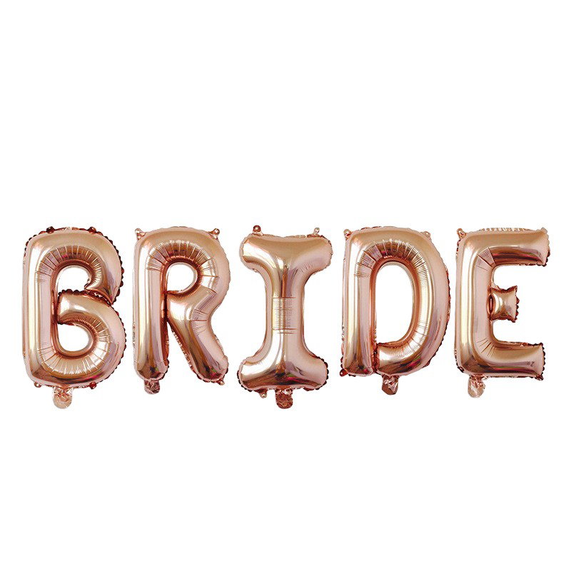 Tematica Nunta - Set Baloane din Folie Metalizata, Flippy, Model Scris Bride, Litere de 40 cm, Tema Iubire, Baloane Party, Ambalaj Individual, Pai Inclus, Umflare cu Aer sau Heliu, Roz