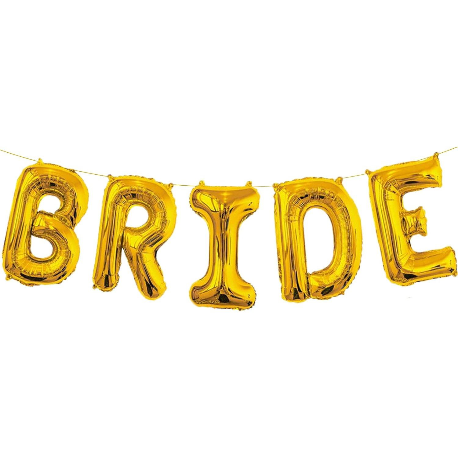 Set Baloane din Folie Metalizata, Flippy, Model Scris Bride, Litere de 40 cm, Tema Iubire, Baloane Party, Ambalaj Individual, Pai Inclus, Umflare cu Aer sau Heliu, Auriu [4]