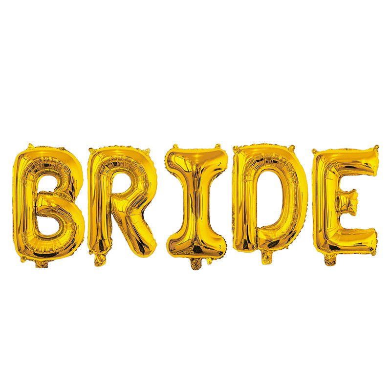 50 - 100 LEI - Set Baloane din Folie Metalizata, Flippy, Model Scris Bride, Litere de 100 cm, Tema Iubire, Baloane Party, Ambalaj Individual, Pai Inclus, Umflare cu Aer sau Heliu, Auriu