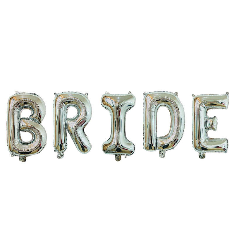 50 - 100 LEI - Set Baloane din Folie Metalizata, Flippy, Model Scris Bride, Litere de 100 cm, Tema Iubire, Baloane Party, Ambalaj Individual, Pai Inclus, Umflare cu Aer sau Heliu, Argintiu