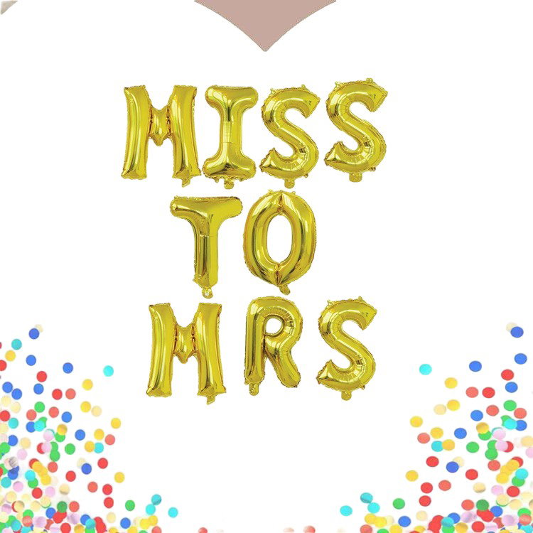 Tematica Nunta - Set Baloane din Folie Metalizata, Flippy, Model Scris Miss to Mrs, Litere de 40 cm, Tema Iubire, Baloane Party, Ambalaj Individual, Pai Inclus, Umflare cu Aer sau Heliu, Auriu